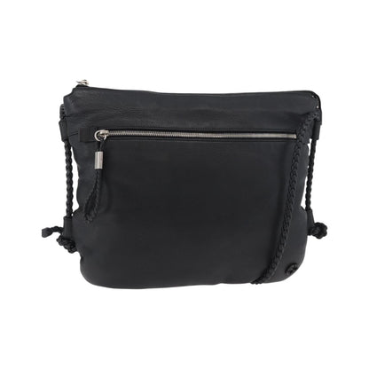 Gucci Braided Strap Zip Messenger Leather, Black, Leather, Crossbody Bag
