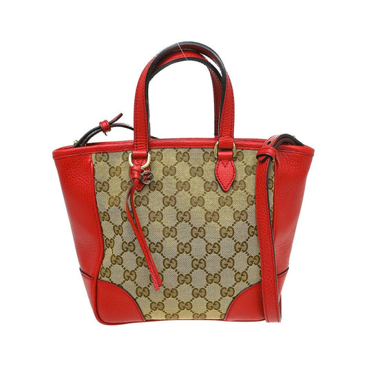 Gucci Bree Tote GG Canvas with Leather, Beige, Canvas, Handbag