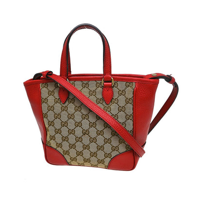 Gucci Bree Tote GG Canvas with Leather, Beige, Canvas, Handbag