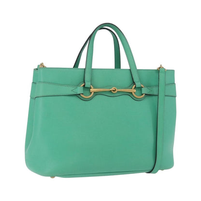 Gucci Bright Bit Convertible Leather, Green, Leather, Tote Bag