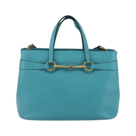 Gucci Bright Bit Convertible Tote Leather, Blue, Leather, Tote Bag