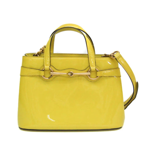 Gucci Bright Bit Convertible Tote Patent leather, Yellow, Patent Leather, Handbag