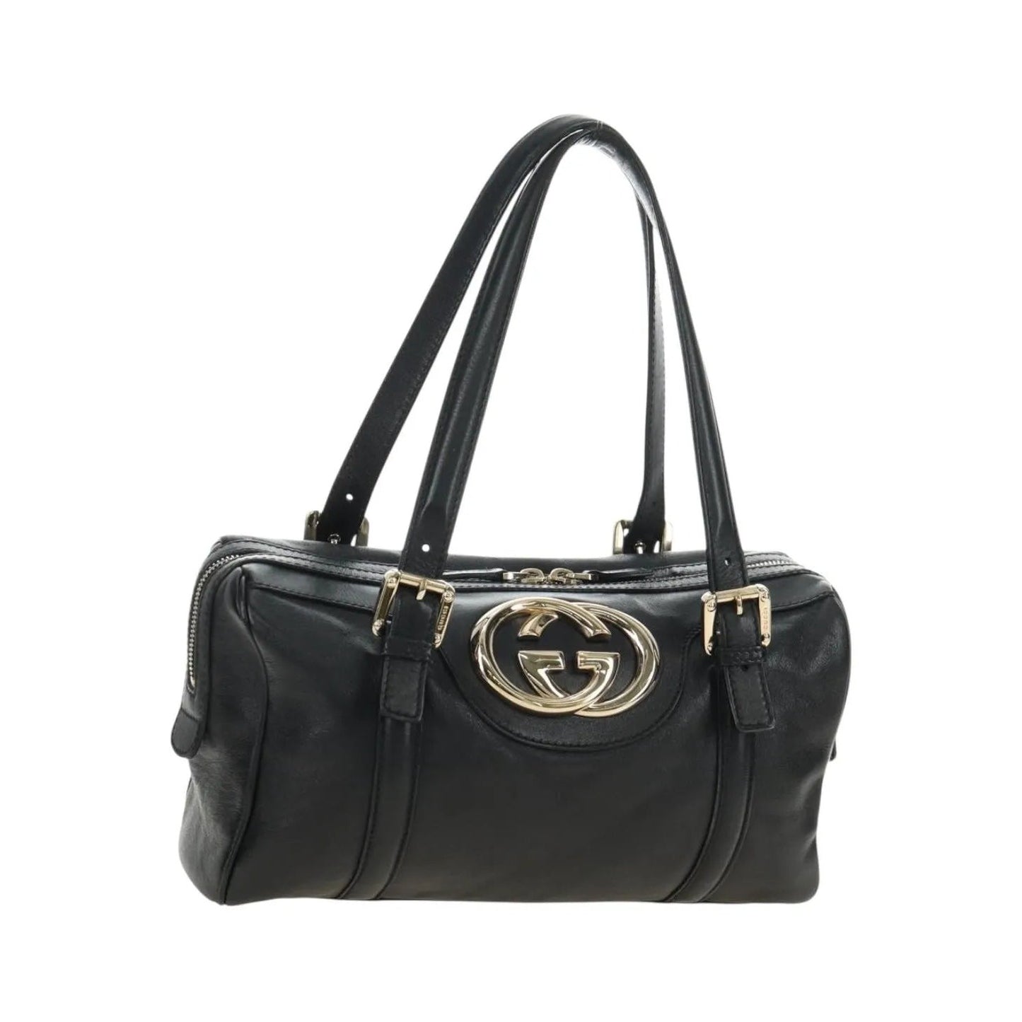 Gucci Britt Boston Duffle Leather, Black, Leather, Handbag