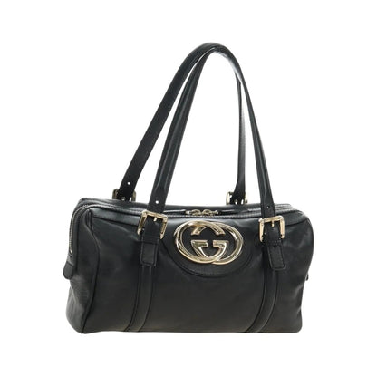 Gucci Britt Boston Duffle Leather, Black, Leather, Handbag