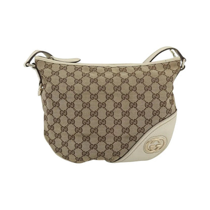 Gucci Britt Half Moon Hobo GG Canvas, Beige, Canvas, Shoulder Bag