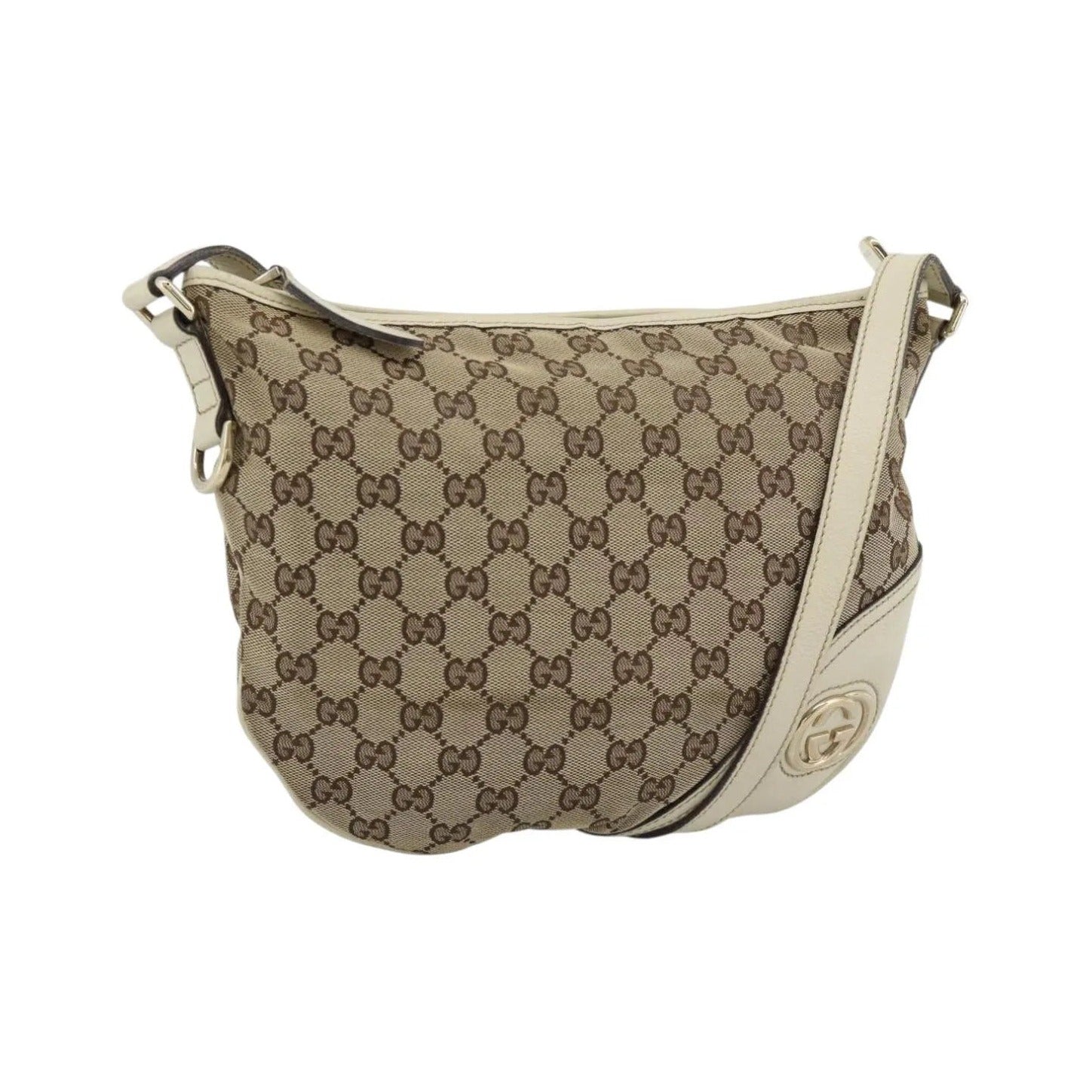 Gucci Britt Half Moon Hobo GG Canvas, Beige, Canvas, Shoulder Bag