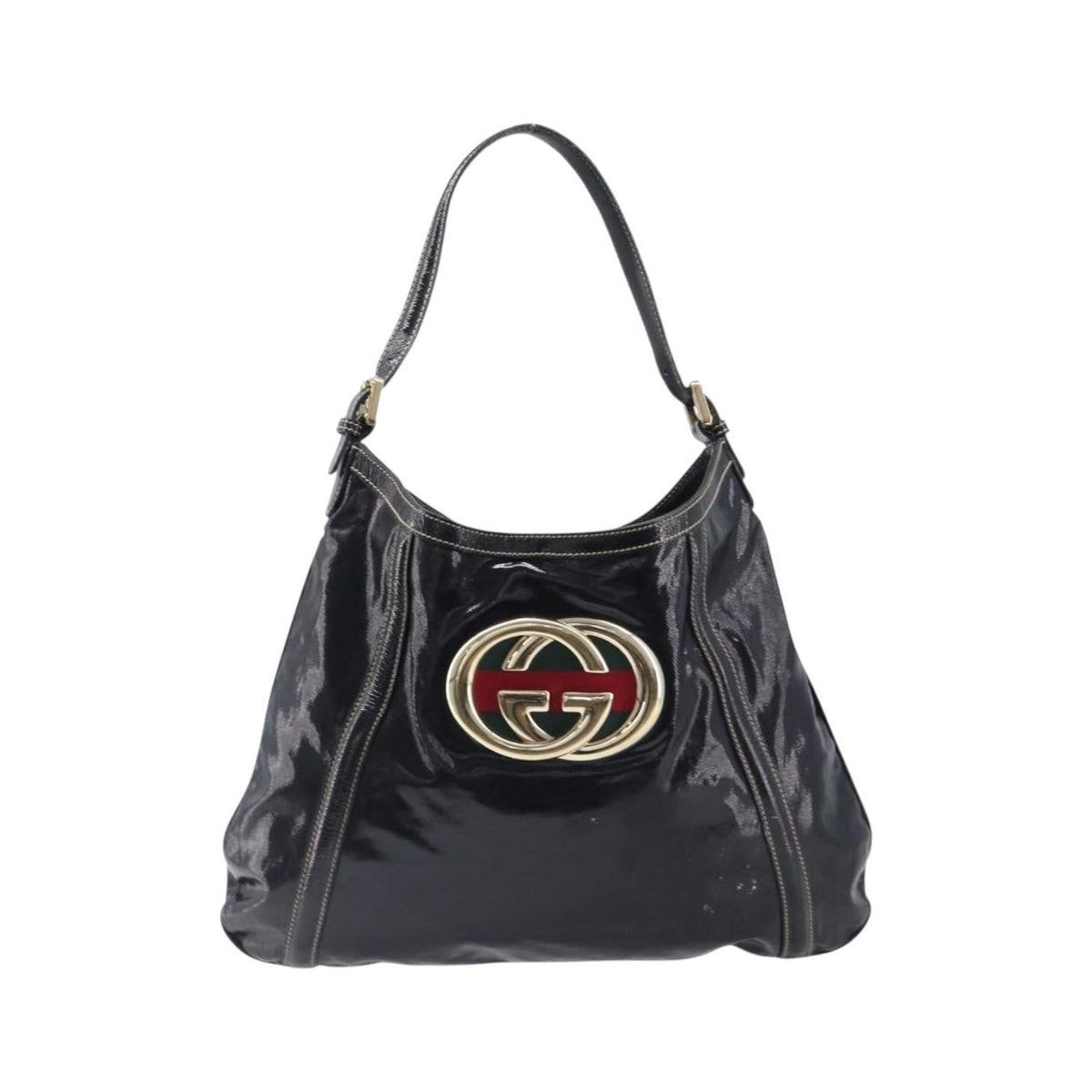Gucci Britt Web Hobo Dialux Coated Canvas, Black, Canvas, Shoulder Bag