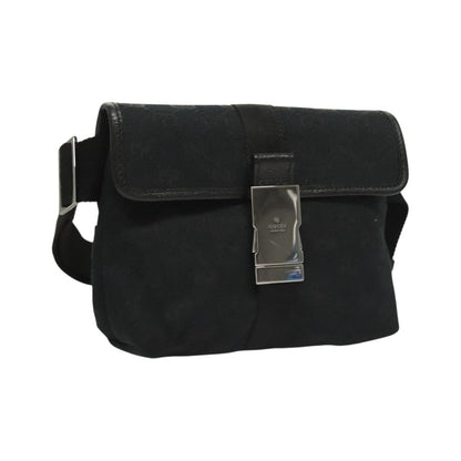 Gucci Buckle Belt GG Canvas, Black, Canvas, Handbag