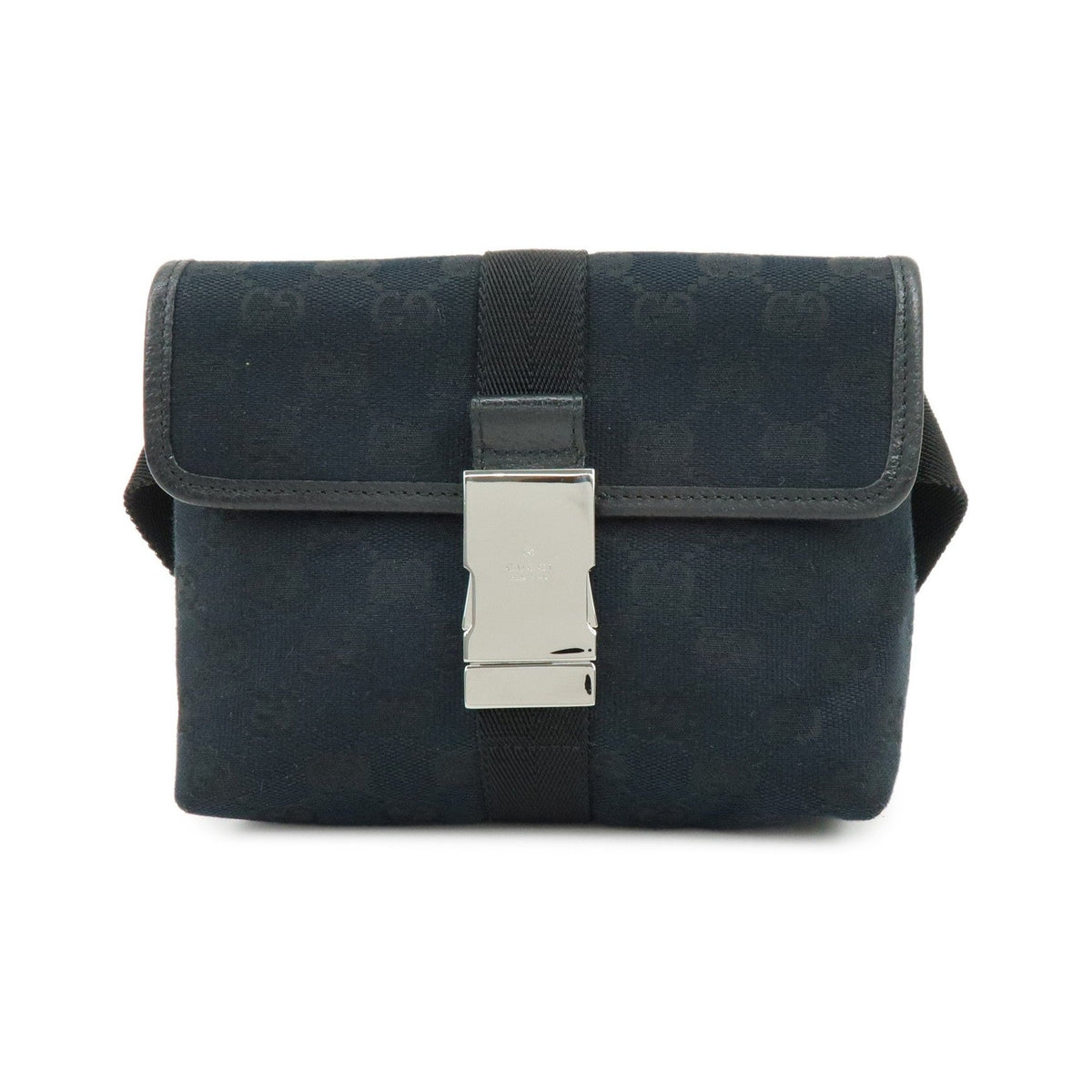 Gucci Buckle Belt GG Canvas, Black, Canvas, Handbag
