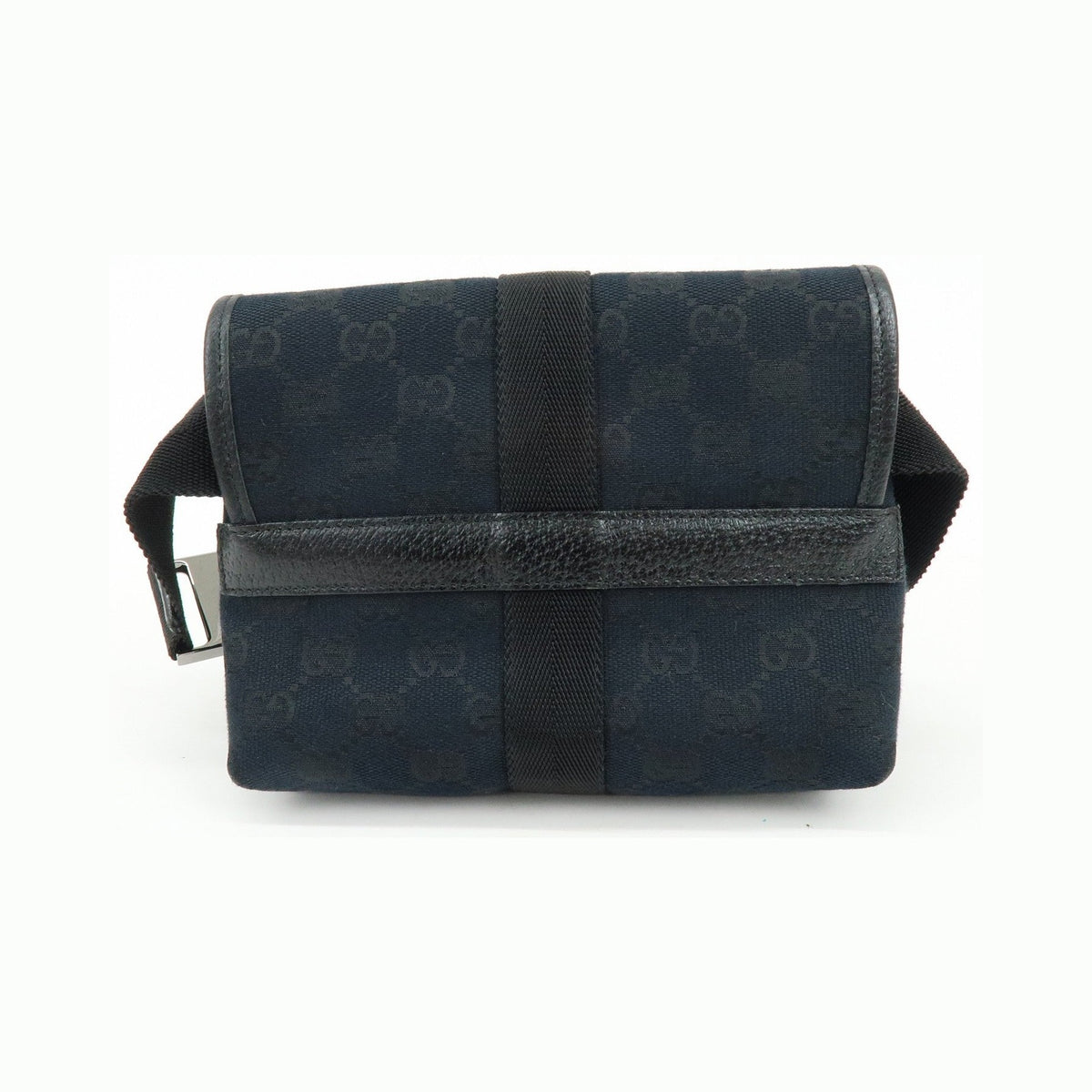 Gucci Buckle Belt GG Canvas, Black, Canvas, Handbag