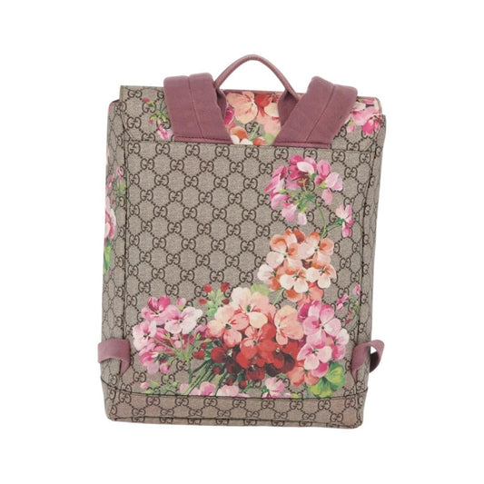 Gucci Buckle Blooms Print GG Coated Canvas, Beige, Canvas, Backpack