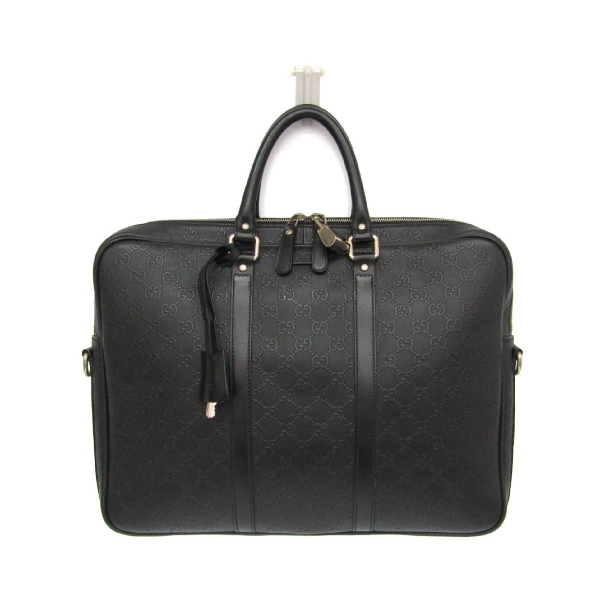 Gucci Convertible Briefcase Guccissima Leather, Black, Leather, Briefcase