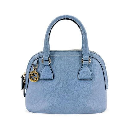 Gucci Convertible Dome Satchel Leather, Blue, Calfskin, Handbag