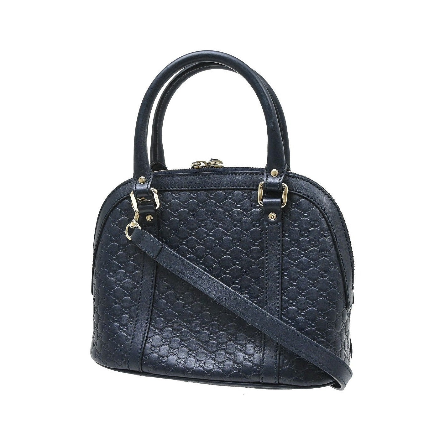 Gucci Convertible Dome Satchel Microguccissima Leather, Navy, Leather, Handbag