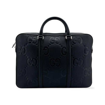 Gucci Convertible Jumbo GG Embossed Leather, Black, Leather, Tote Bag