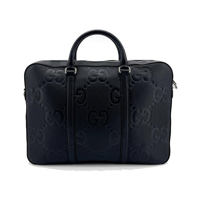 Gucci Convertible Jumbo GG Embossed Leather, Black, Leather, Tote Bag