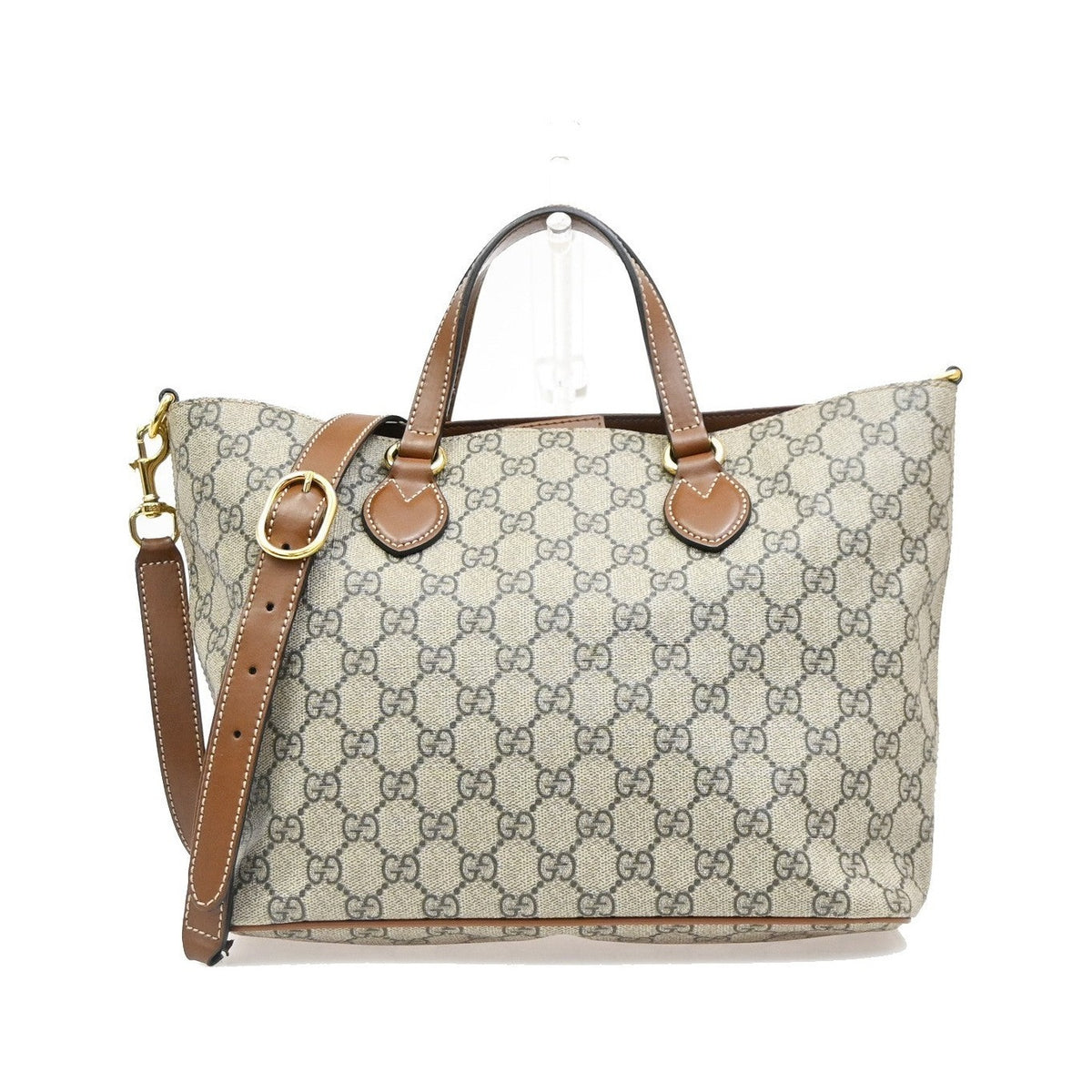 Gucci Convertible Soft GG Coated Canvas with Leather, Brown, Canvas, Tote Bag