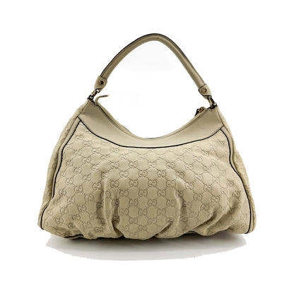 Gucci D Gold Hobo Guccissima Leather, Beige, Leather, Shoulder Bag