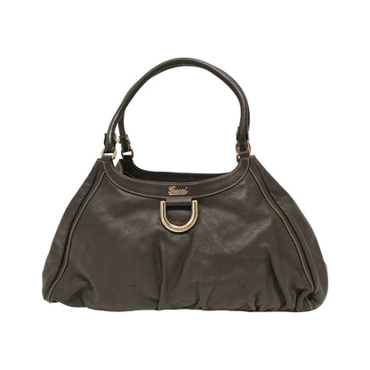 Gucci D Ring Hobo Leather, Brown, Leather, Shoulder Bag