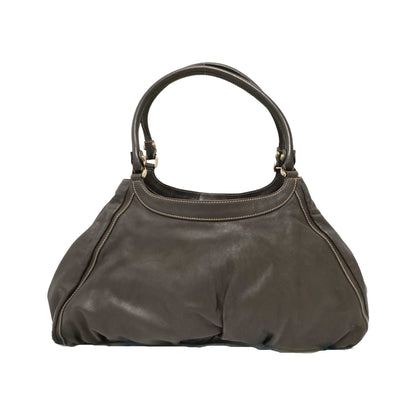 Gucci D Ring Hobo Leather, Brown, Leather, Shoulder Bag