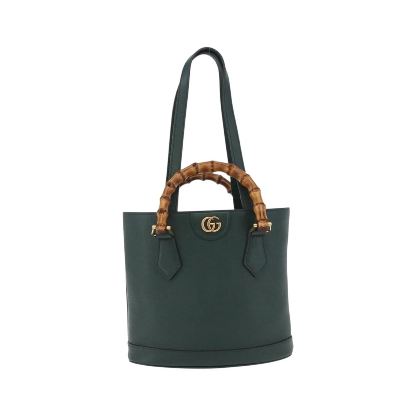 Gucci Diana Bamboo Handle Round Tote Leather, Green, Leather, Tote Bag