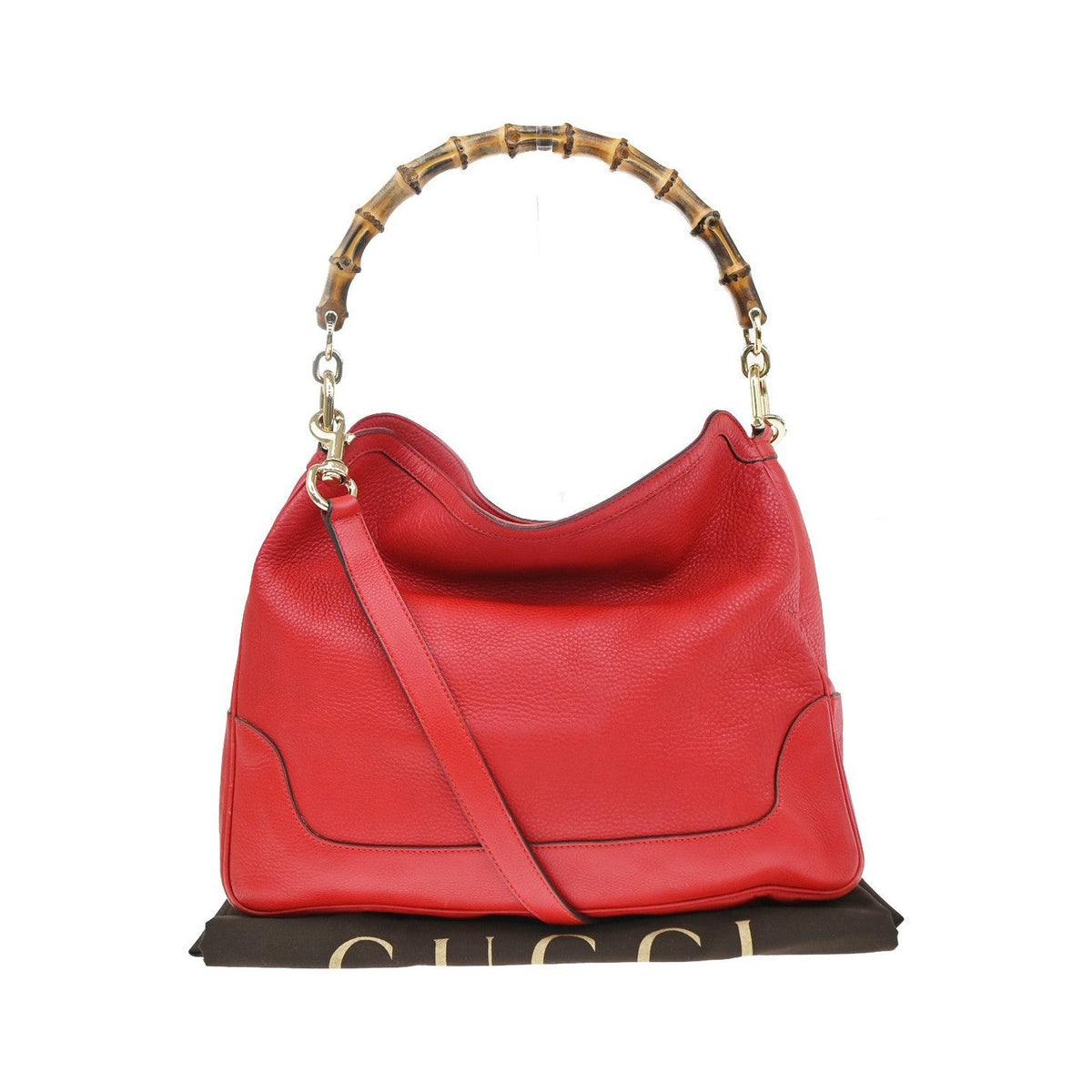Gucci Diana Bamboo Leather, Red, Leather, Shoulder Bag