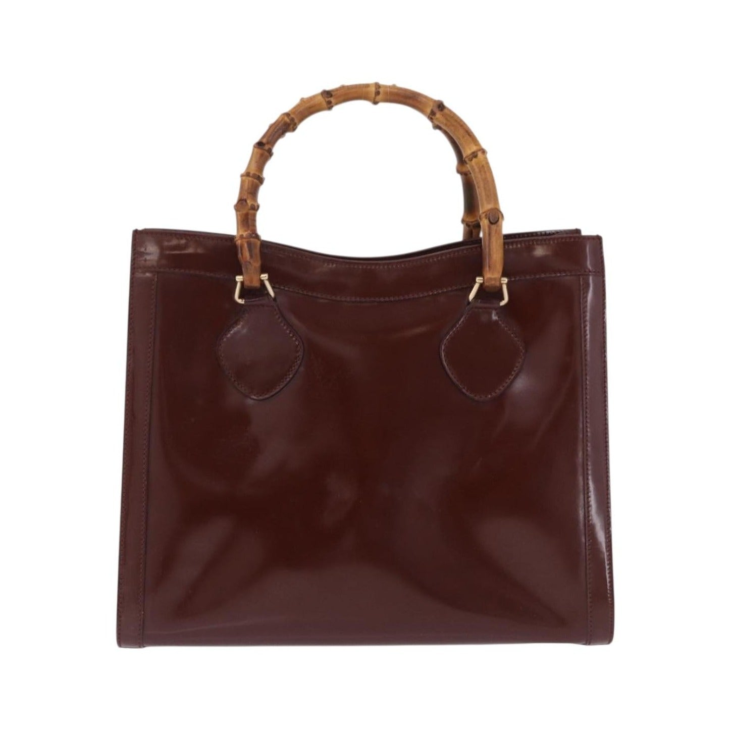 Gucci Diana NM Logo Bamboo Handle Tote Patent leather, Brown, Patent Leather, Tote Bag
