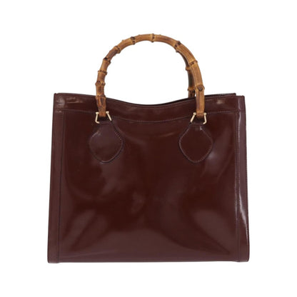 Gucci Diana NM Logo Bamboo Handle Tote Patent leather, Brown, Patent Leather, Tote Bag