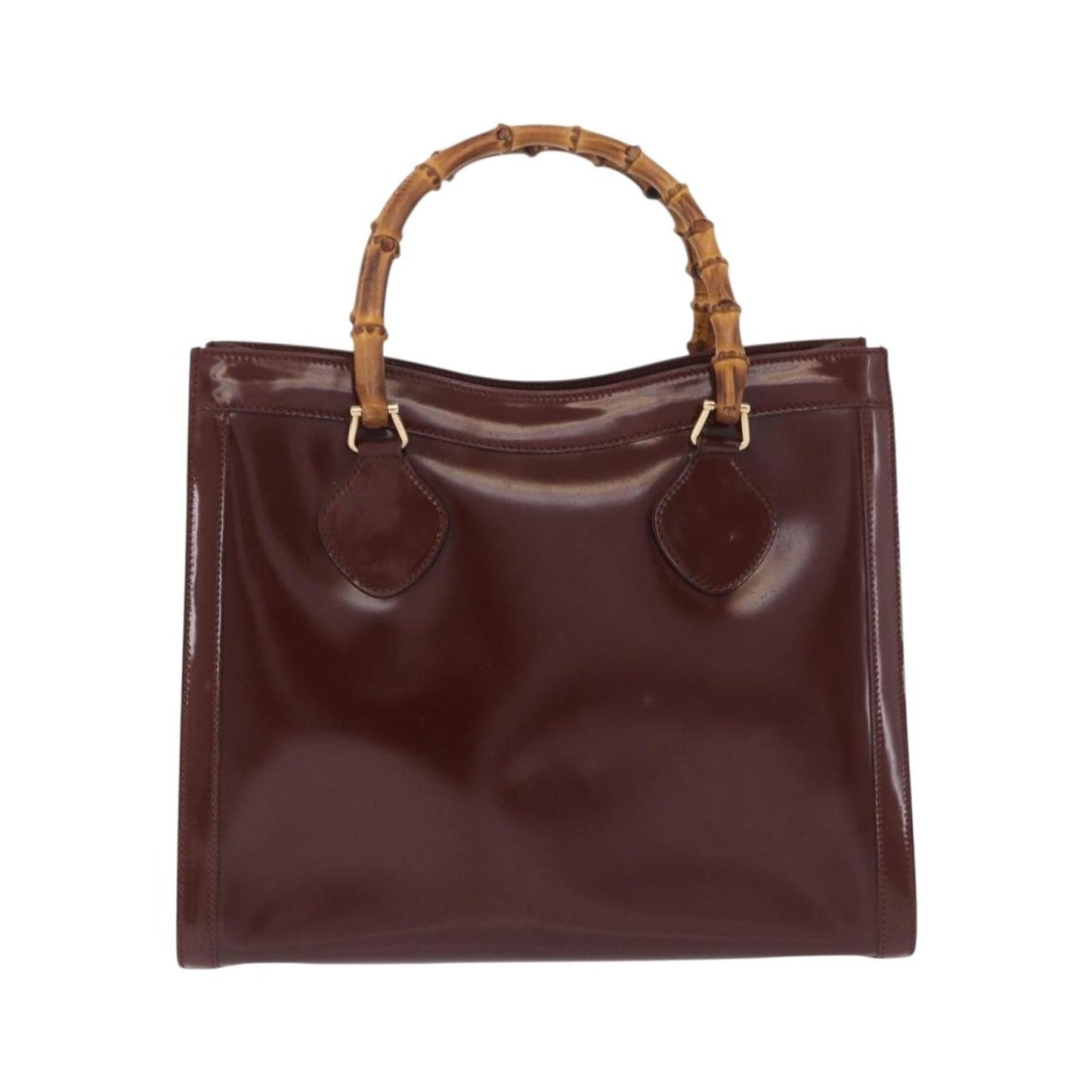 Gucci Diana NM Logo Bamboo Handle Tote Patent leather, Brown, Patent Leather, Tote Bag