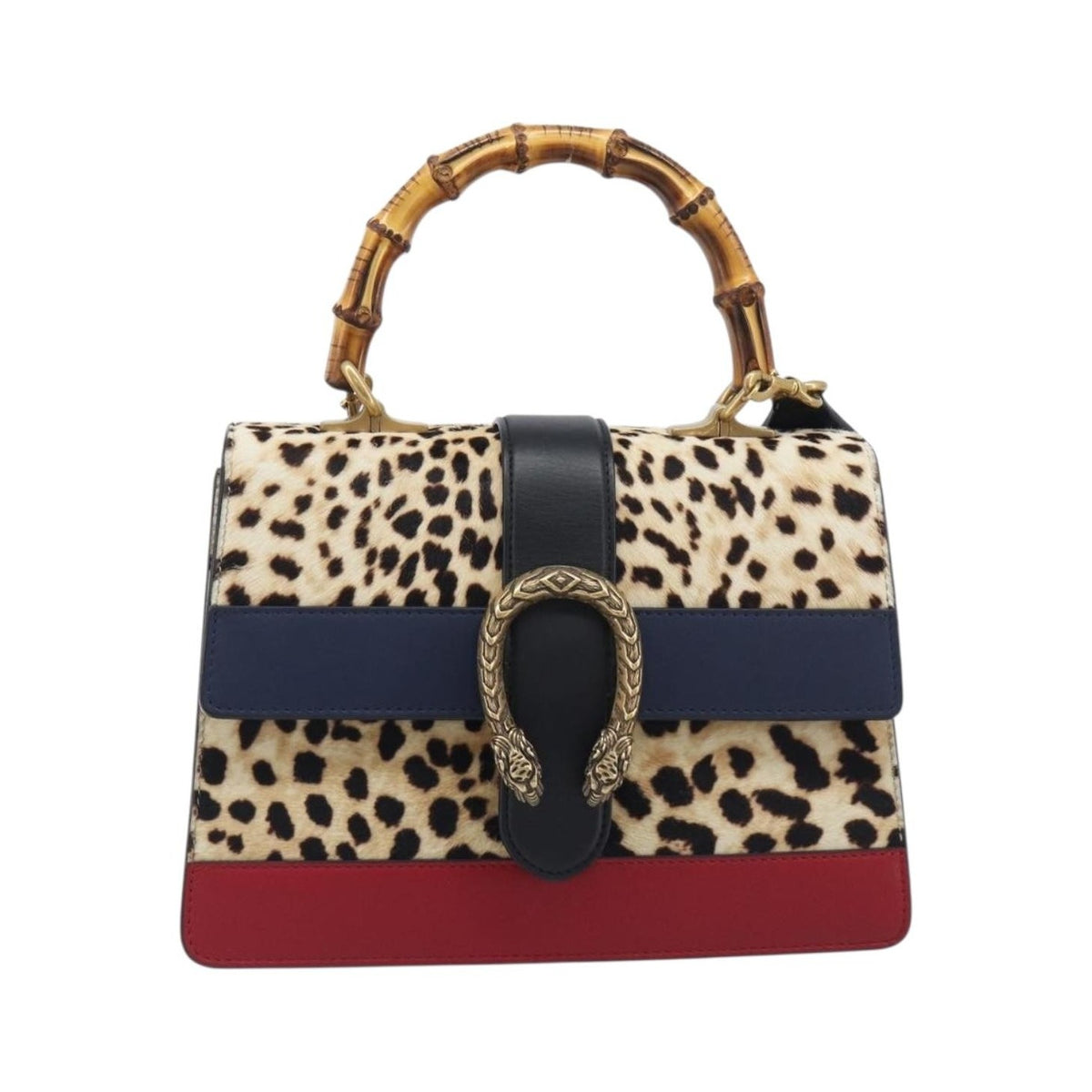 Gucci Dionysus Bamboo Top Handle Printed Pony Hair with Leather, Beige, Leather, Handbag