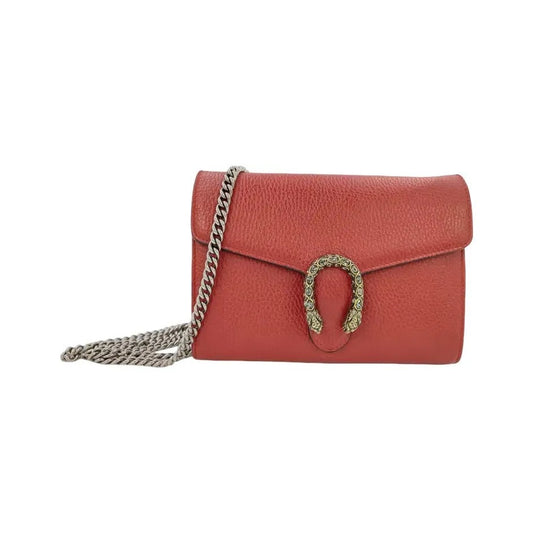 Gucci Dionysus chain Leather, Red, Leather, Wallet