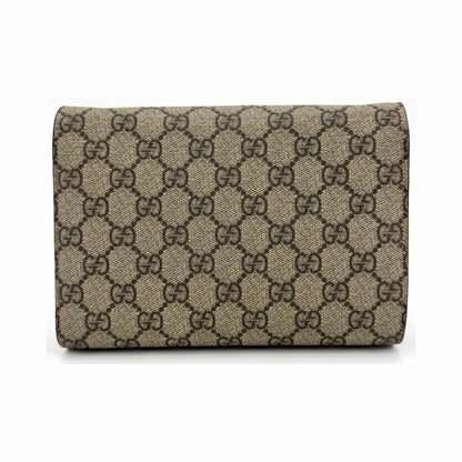 Gucci Dionysus Wristlet Clutch GG Coated Canvas with Leather, Brown, Canvas, Clutch
