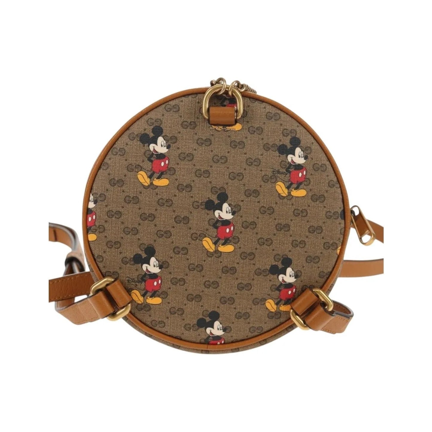 Gucci Disney Mickey Mouse Round Backpack (Outlet) Printed Mini GG Coated Canvas, Beige, Canvas, Backpack