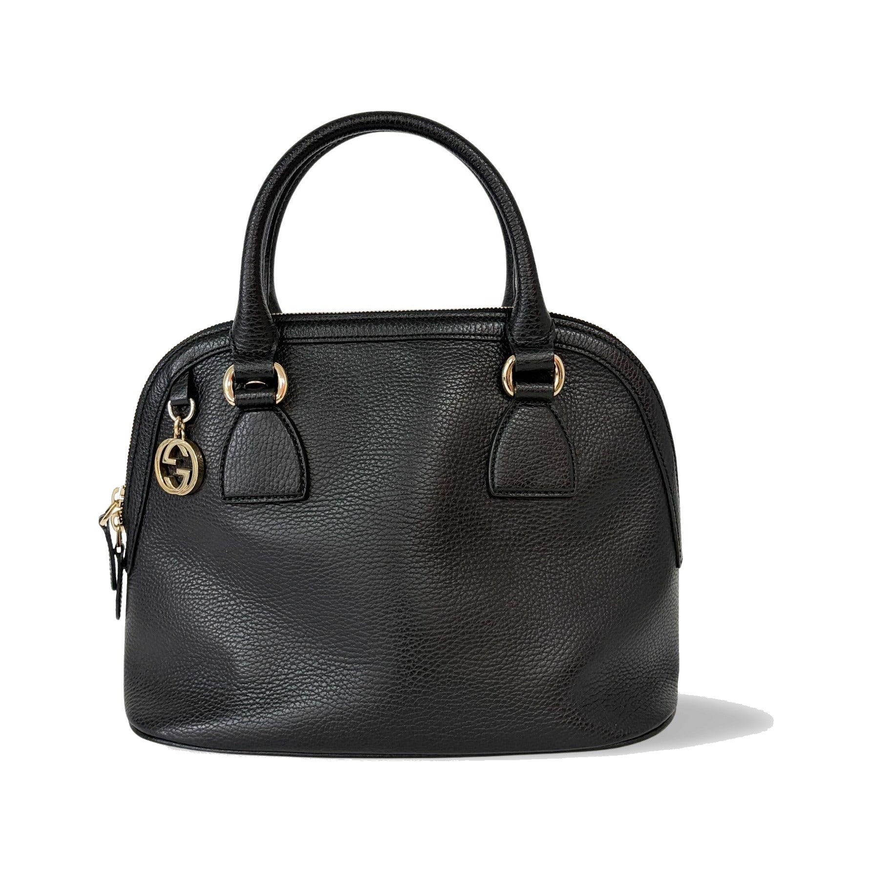 Gucci Dome Bowler GG Suede, Black, Leather, Handbag