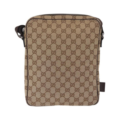 Gucci Double Front Pocket GG Canvas, Beige, Canvas, Crossbody Bag