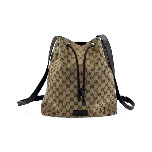 Gucci Drawstring GG Canvas, Black, Canvas, Backpack