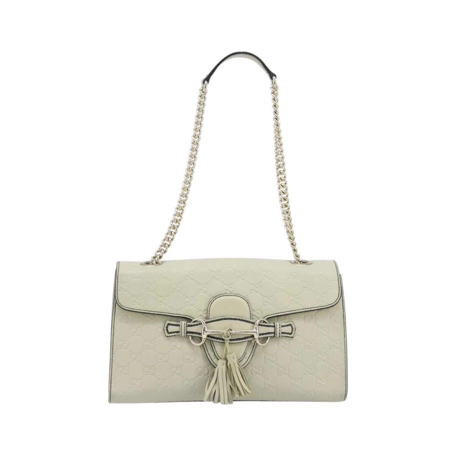 Gucci Emily Chain Flap Guccissima Leather, Beige, Leather, Shoulder Bag