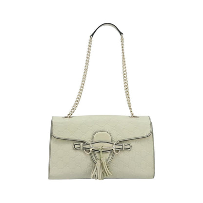 Gucci Emily Chain Flap Guccissima Leather, Beige, Leather, Shoulder Bag