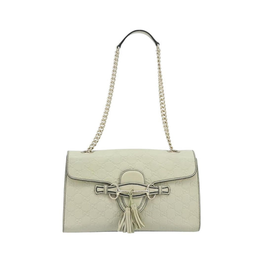 Gucci Emily Chain Flap Guccissima Leather, Beige, Leather, Shoulder Bag