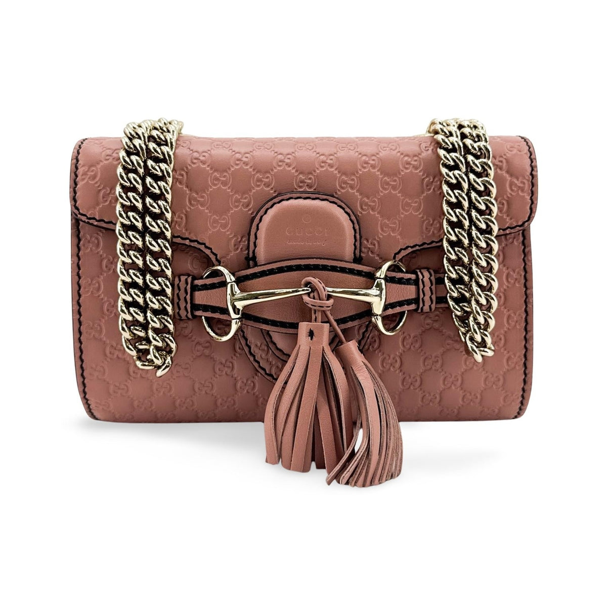 Gucci Emily Chain Flap Guccissima Leather, Pink, Leather, Shoulder Bag