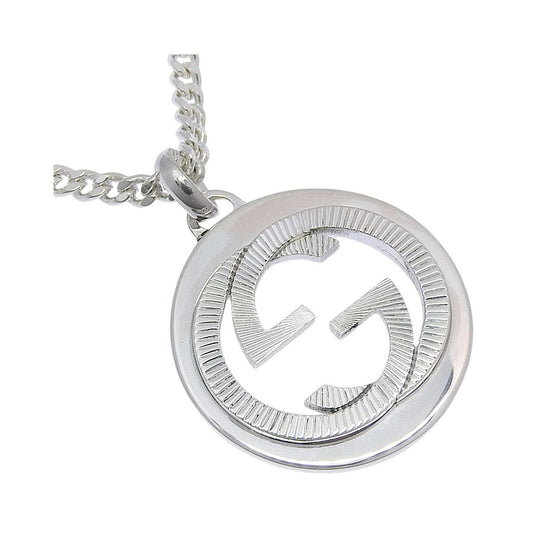 Gucci Engraved Interlocking G Chain Link Pendant Sterling Silver, Silver, Silver, Necklace
