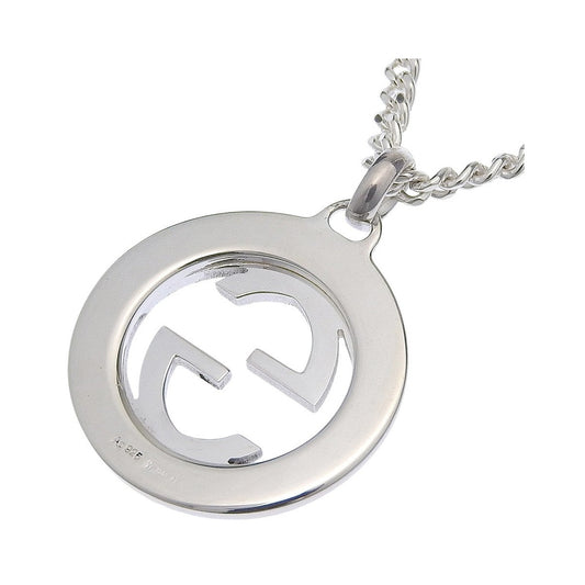 Gucci Engraved Interlocking G Chain Link Pendant Sterling Silver, Silver, Silver, Necklace