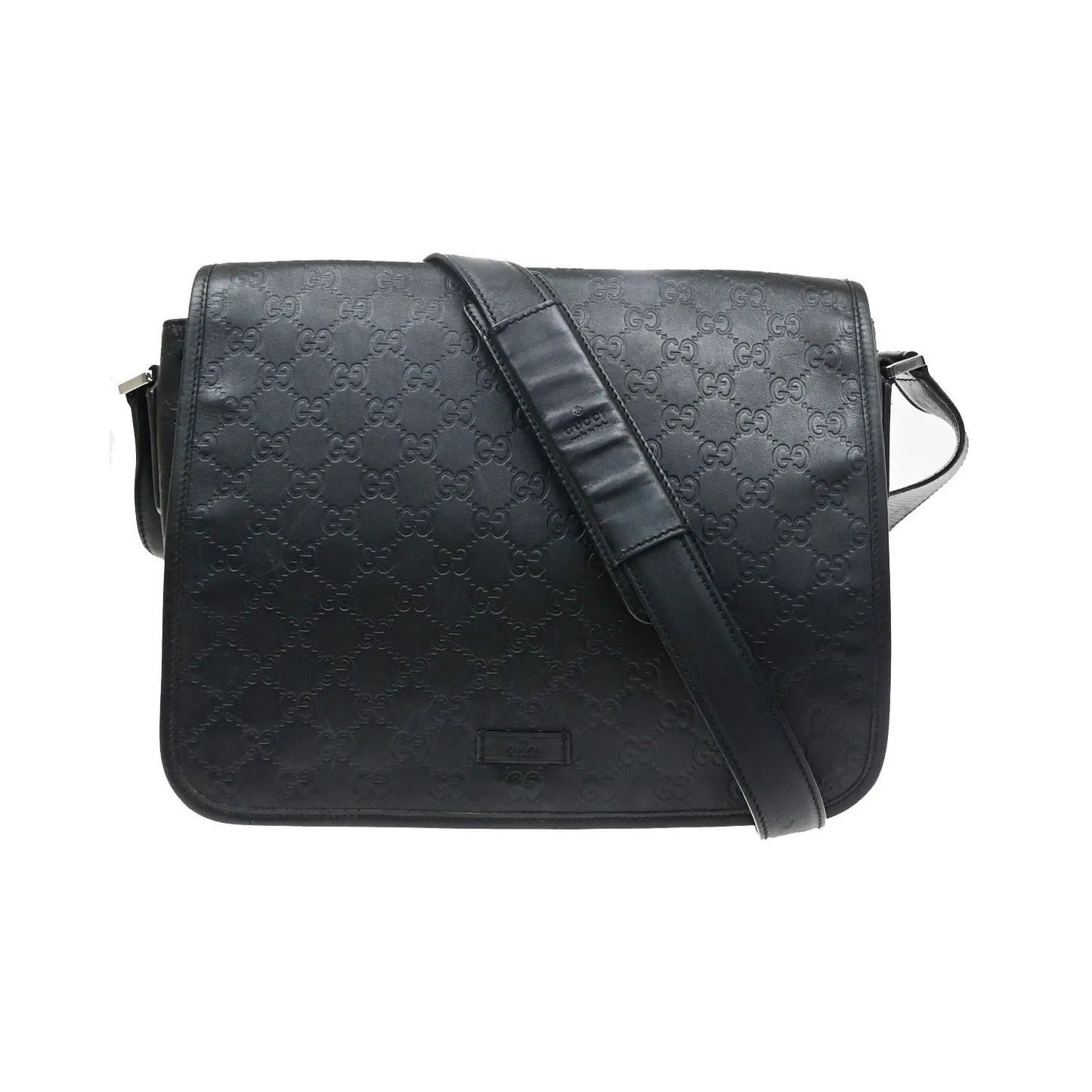 Gucci Flap Messenger Bag (Outlet) Guccissima Leather, Black, Leather, Shoulder Bag