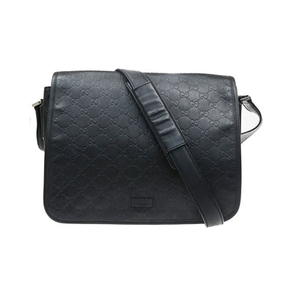 Gucci Flap Messenger Bag (Outlet) Guccissima Leather, Black, Leather, Shoulder Bag
