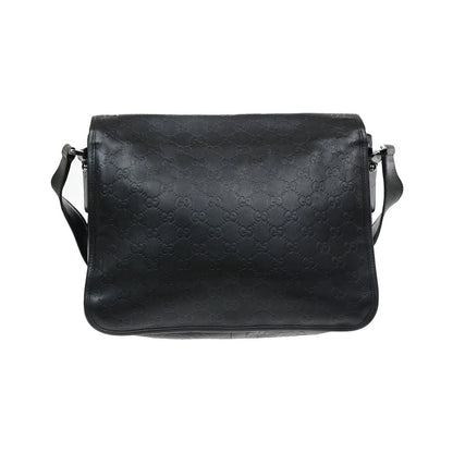 Gucci Flap Messenger Bag (Outlet) Guccissima Leather, Black, Leather, Shoulder Bag