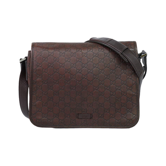 Gucci Flap Messenger Bag (Outlet) Guccissima Leather, Brown, Leather, Shoulder Bag