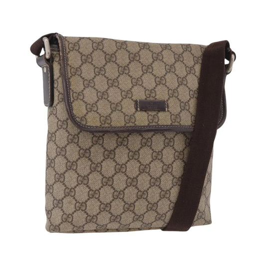 Gucci Flap Messenger GG Coated Canvas, Beige, Canvas, Shoulder Bag