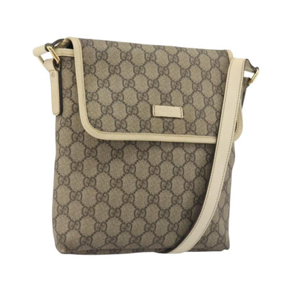 Gucci Flap Messenger GG Coated Canvas, Beige, Canvas, Shoulder Bag