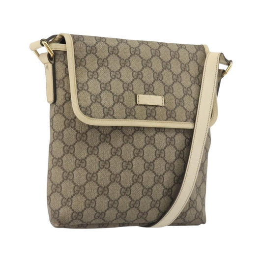 Gucci Flap Messenger GG Coated Canvas, Beige, Canvas, Shoulder Bag