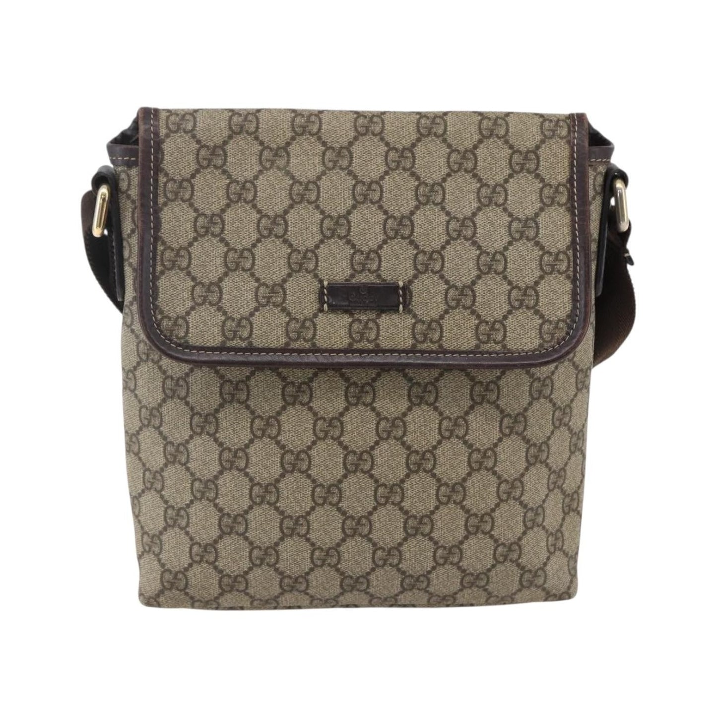 Gucci Flap Messenger GG Coated Canvas, Beige, Canvas, Shoulder Bag